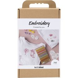 Kit DIY broderie, t-shirt, blanc, 1 Pq.