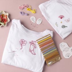 Kit DIY broderie, t-shirt, blanc, 1 Pq.