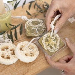 Kit DIY de Fabrication de Savon, loofah, vert olive, 1 Pq.