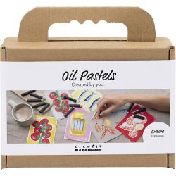 Mini Kit DIY Pastels &agrave; l&rsquo;Huile, Poissons et fruits de mer, gris, blanc, 1 Pq.
