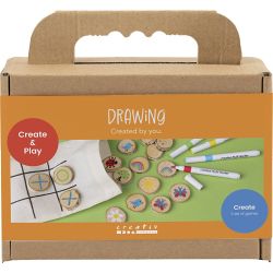 Mini Kit DIY Dessin, Jeu de m&eacute;moire et trois en ligne, ass. de couleurs, 1 Pq.