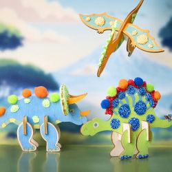 Mini Kit DIY D&eacute;coration, Dinosaure, bleu, vert, orange, rouge, 1 Pq.