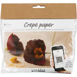 Mini Kit DIY Papier Cr&eacute;pon, Coquelicots, Cr&ecirc;p&eacute; &agrave; 180%, 105 gr, 1 Pq.