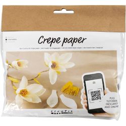 Mini Kit DIY Papier Cr&eacute;pon, Branche de magnolia, Cr&ecirc;p&eacute; &agrave; 180%, 1 Pq.