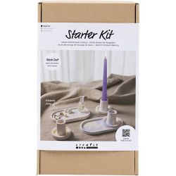 Kit de D&eacute;marrage DIY Moulage de R&eacute;sine, Bougeoirs et plateaux, bleu, rose clair, blanc, 1 Pq.