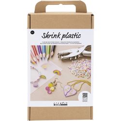 Mix Cr&eacute;atif Feuilles de Plastique Thermor&eacute;tractable, Bijoux, 1 Pq.