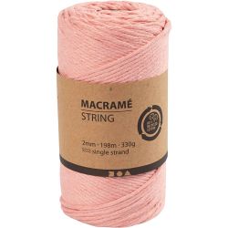 Cordon pour Macram&eacute;, L : 198 m, d 2 mm, rose, 330 gr/ 1 rouleau