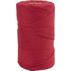 Cordon pour Macram&eacute;, L : 198 m, d 2 mm, rouge, 330 gr/ 1 rouleau