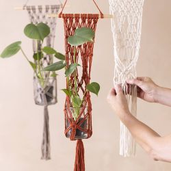 Cordon pour macram&eacute;, L : 55 m, d 4 mm, orange brul&eacute;, 330 gr/ 1 rouleau