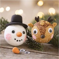 Mini Kit DIY Boules de No&euml;l, Renne et bonhomme de neige, 1 Pq.