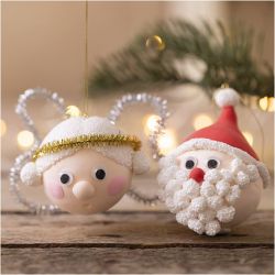 Mini Kit DIY Boules de No&euml;l, P&egrave;re No&euml;l et ange, 1 Pq.