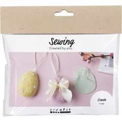 Mini Kit DIY Couture, &oelig;ufs de p&acirc;ques, couleurs pastel, 1 Pq.
