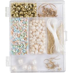 Mix Cr&eacute;atif pour Bijoux, Perles d'eau douce, ca. 1100+ pi&egrave;ce, couleurs pastel, 1 Pq.