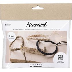 Mini Kit DIY Macram&eacute;, Bracelet, noir, brun olive, sable, 1 Pq.