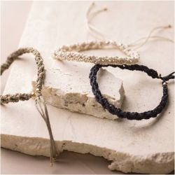 Mini Kit DIY Macram&eacute;, Bracelet, noir, brun olive, sable, 1 Pq.