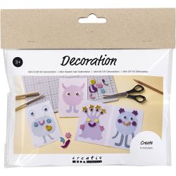 Mini Kit DIY D&eacute;coration, Collage monstre, bleu pastel, vert pastel, rose pastel, violet pastel, 1 Pq.