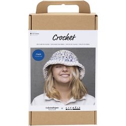 Kit DIY Crochet, Bob en laine &eacute;paisse, bleu, naturel clair, jaune, 1 Pq.