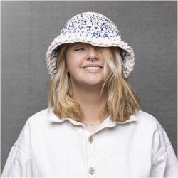 Kit DIY Crochet, Bob en laine &eacute;paisse, bleu, naturel clair, jaune, 1 Pq.