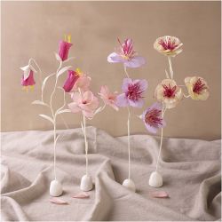 Kit DIY Papier Crépon, Fleur, couleurs pastel, 1 Pq.
