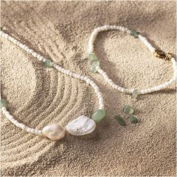 Mini Kit DIY Bijoux, Collier et bracelet Aventurine, 1 Pq.