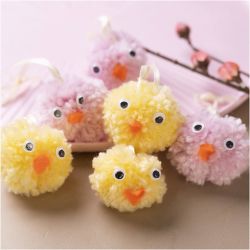 Mini Kit DIY Pompon, Poussins, ass. de couleurs, 1 Pq.