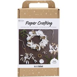 Kit DIY D&eacute;corations en Papier, Couronne, blanc, naturel clair, 1 Pq.