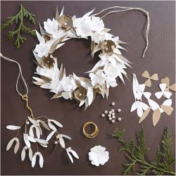 Kit DIY Décorations en Papier, Couronne, blanc, naturel clair, 1 Pq.