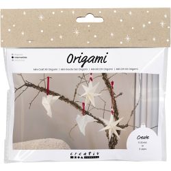 Mini Kit DIY Origami, Colombes/&eacute;toiles, rouge fonc&eacute;, blanc cass&eacute;, 1 Pq.