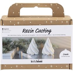 Mini Kit DIY Moulage en R&eacute;sine, Sapins de No&euml;l, blanc, 1 Pq.
