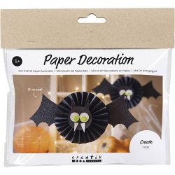 Mini Kit DIY D&eacute;corations en Papier, Chauve-souris, noir, blanc, 1 Pq.