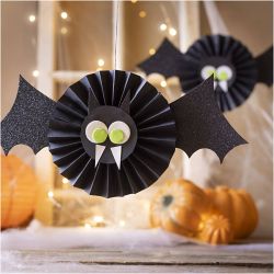 Mini Kit DIY D&eacute;corations en Papier, Chauve-souris, noir, blanc, 1 Pq.
