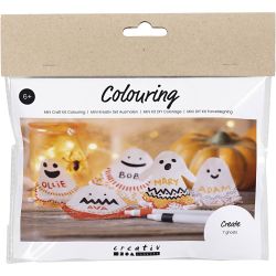 Mini Kit DIY Coloriage, Fant&ocirc;mes, noir, orange clair, orange moyen, blanc, 1 Pq.