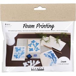 Mini Kit DIY Impression Tampon, Carte avec motif, blanc, blanc cass&eacute;, 1 Pq.