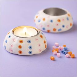 Mini Kit DIY Modelage, Bougeoirs, blanc, 1 Pq.