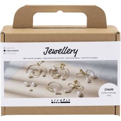 Mini Kit DIY Bijoux, Boucles d&rsquo;oreilles avec fil, dor&eacute;, 1 Pq.