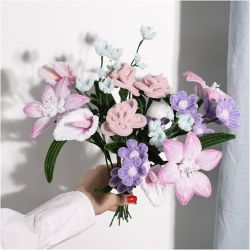 Kit DIY Fleurs en Fil Chenille, Fleurs, couleurs pastel, 1 Pq.