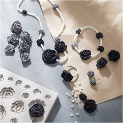 Mini Kit DIY Bijoux, Roses, noir, noir/blanc, blanc, 1 Pq.