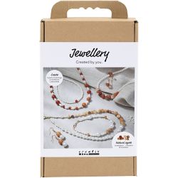 Kit DIY Bijoux, beige, orange brul&eacute;, nacr&eacute;, 1 Pq.