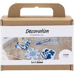 Mini Kit DIY D&eacute;coration, Dessous de verres en porcelaine, bleu, 1 Pq.