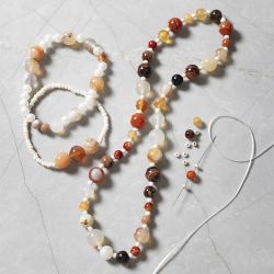 Mix Cr&eacute;atif Bijoux, Agates, dim. 2,6-10 mm, diam&egrave;tre int&eacute;rieur 0,8-1,8 mm, ca. 1480 pi&egrave;ces, ass. de couleurs, 1 Pq.