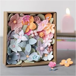 Kit DIY Modelage, Fleurs, couleurs pastel, 1 Pq.