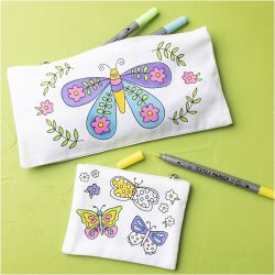 Mini Kit DIY D&eacute;coration Textile, Papillons, couleurs pastel, 1 Pq.