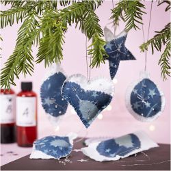 Kit DIY Cyanotypie, Décorations de Noël, bleu, argent, 1 Pq.