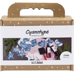 Mini Kit DIY Cyanotype, &Eacute;tiquettes cadeaux, bleu, argent, 1 Pq.