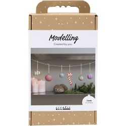 Kit DIY Modelage, Figurines de No&euml;l en p&acirc;te &agrave; papier, ass. de couleurs, 1 Pq.