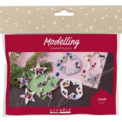 Mini Kit DIY Modelage, &Eacute;toiles, argent, blanc, 1 Pq.