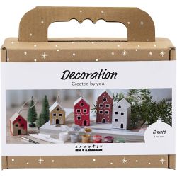 Mini Kit DIY D&eacute;coration, Maisons, couleurs de no&euml;l, 1 Pq.