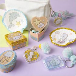 Kit DIY Décoration, Boîtes, coques, porte-clés, couleurs pastel, 1 Pq.