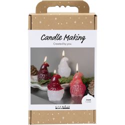 Kit DIY Fabrication de Bougies, un p&egrave;re No&euml;l, transparent mat, rouge, 1 Pq.