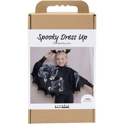 Kit DIY D&eacute;guisement Effrayant, Cape de chauve-souris et bandeau, noir, glitter noir, 1 Pq.